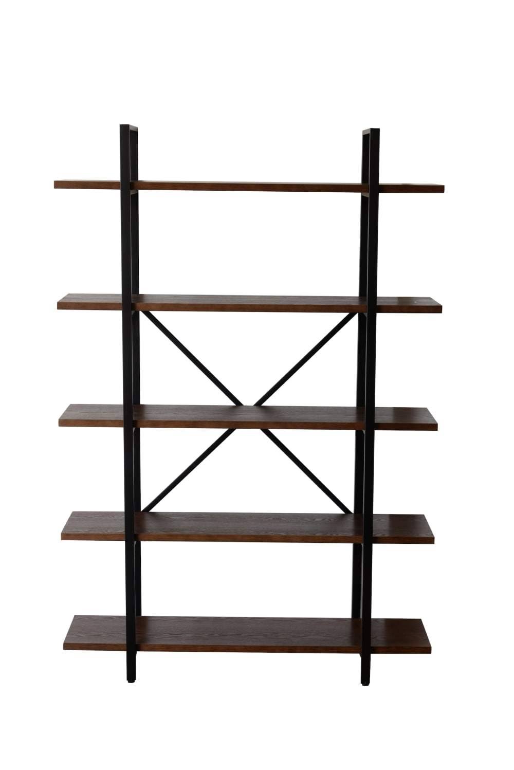 Rochester Walnut Etagere 5-Shelf Bookcase Brown | Metal