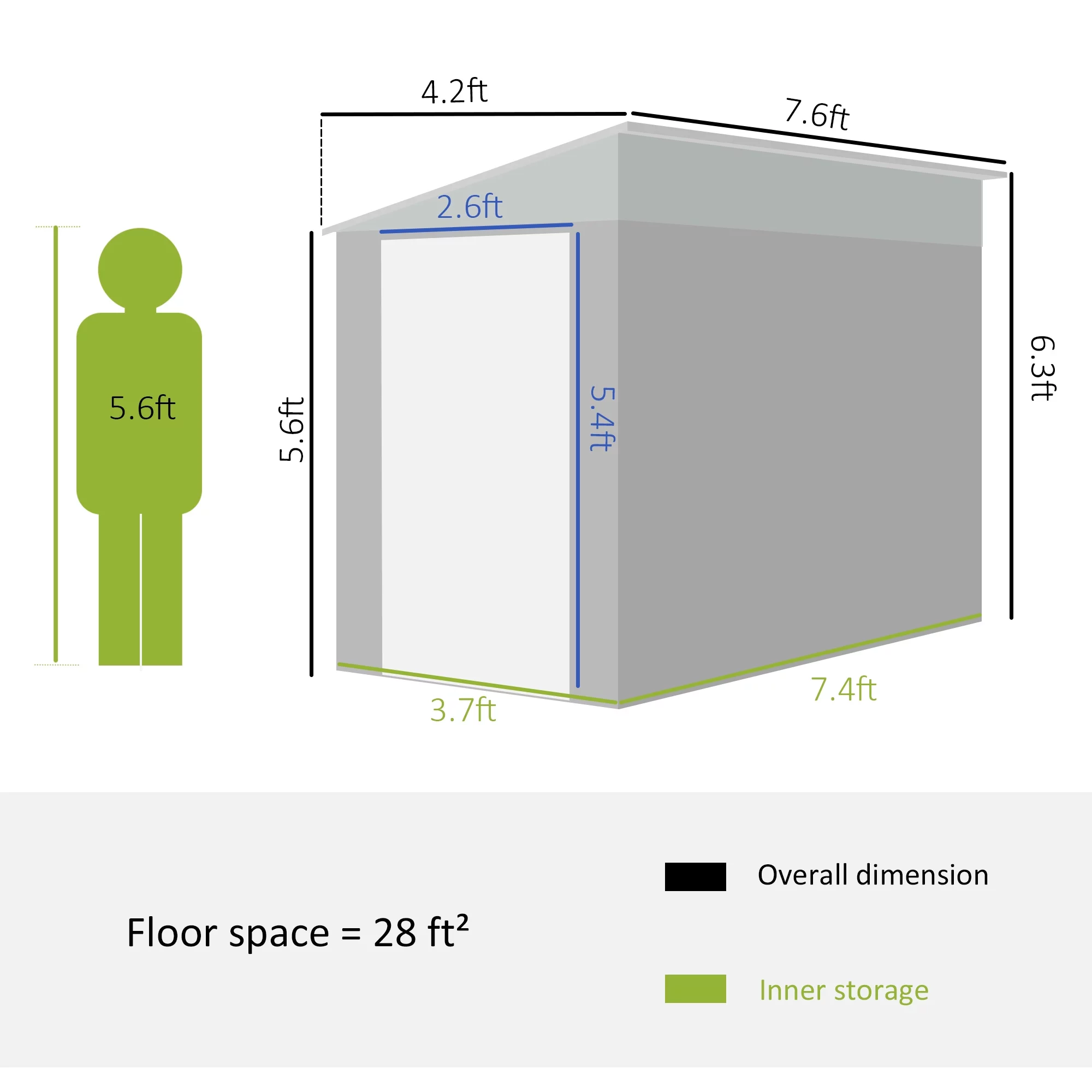 Outsunny Metal Outdoor Storage Shed, Lean to Shed ith Lockable Door