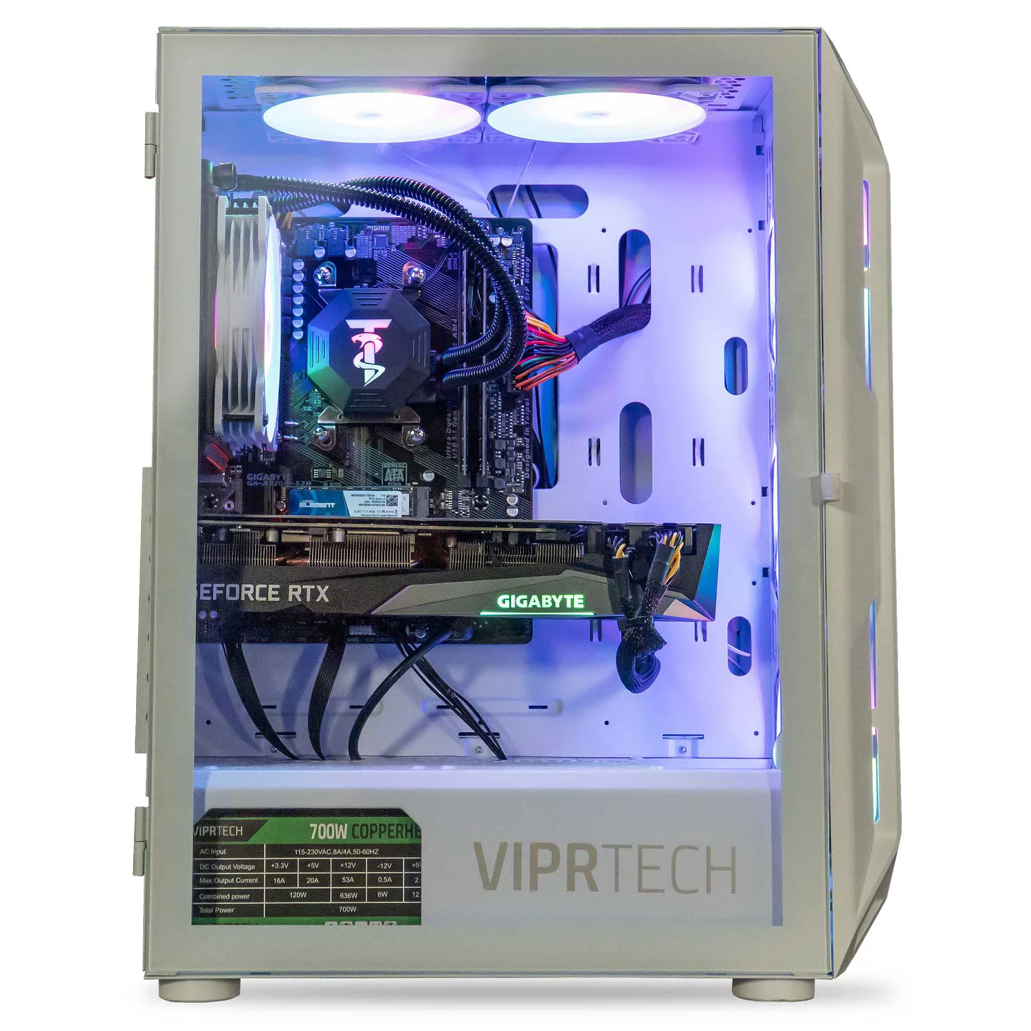 ViprTech.com Ghost 3.0 Liquid-Cooled PC - AMD Ryzen 5 5600G (12-Core 4.4Ghz), RTX 4060 8GB, 32GB 3200 DDR4, 1TB NVMe SSD, VR-Ready, Streaming, RGB, Windows 11, Warranty, Gaming Desktop Computer