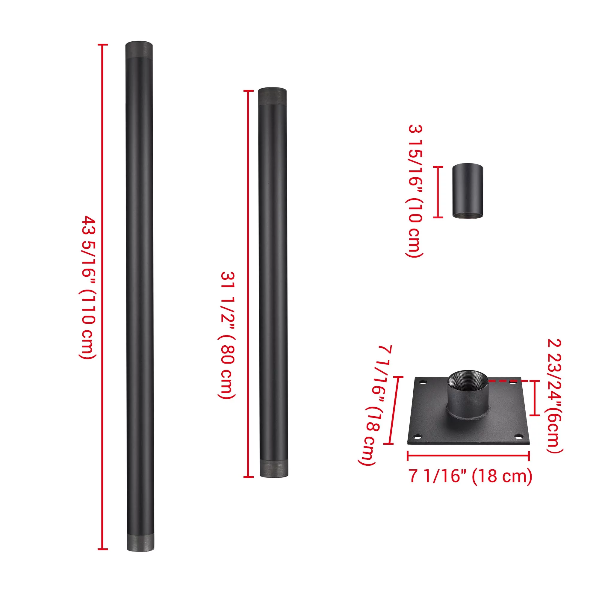 Yescom 10Ft Shade Sail Pole Post Canopy Awning Deck Patio Backyard with Pole Bracket Clamp Powder Patio Outdoor Black