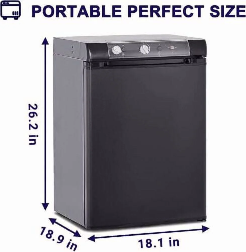 Techomey  Fridge 2.1 Cu Ft AC/DC/LPG Refrigerator Propane Gas RV Compact Camper Mini Fridge