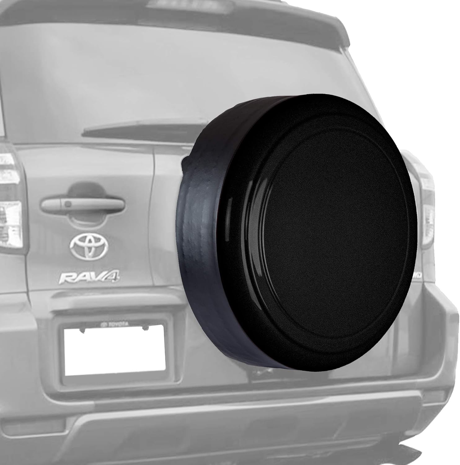 Boomerang Rigid Tire Cover for Toyota RAV4 - (Hard Plastic Face & Vinyl Band) - Black Textured