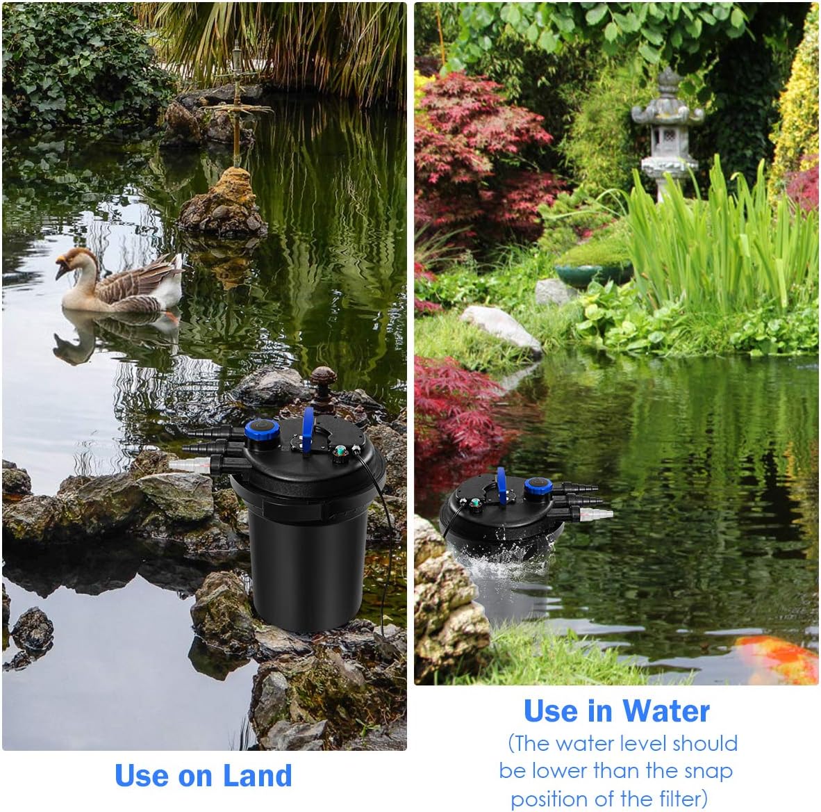 Casart Bio Pressure Filter UVC 120V/60HZ Koi 1500-2500 Gal for Garden, Pool Fishpond Pump Filter Pond Filter