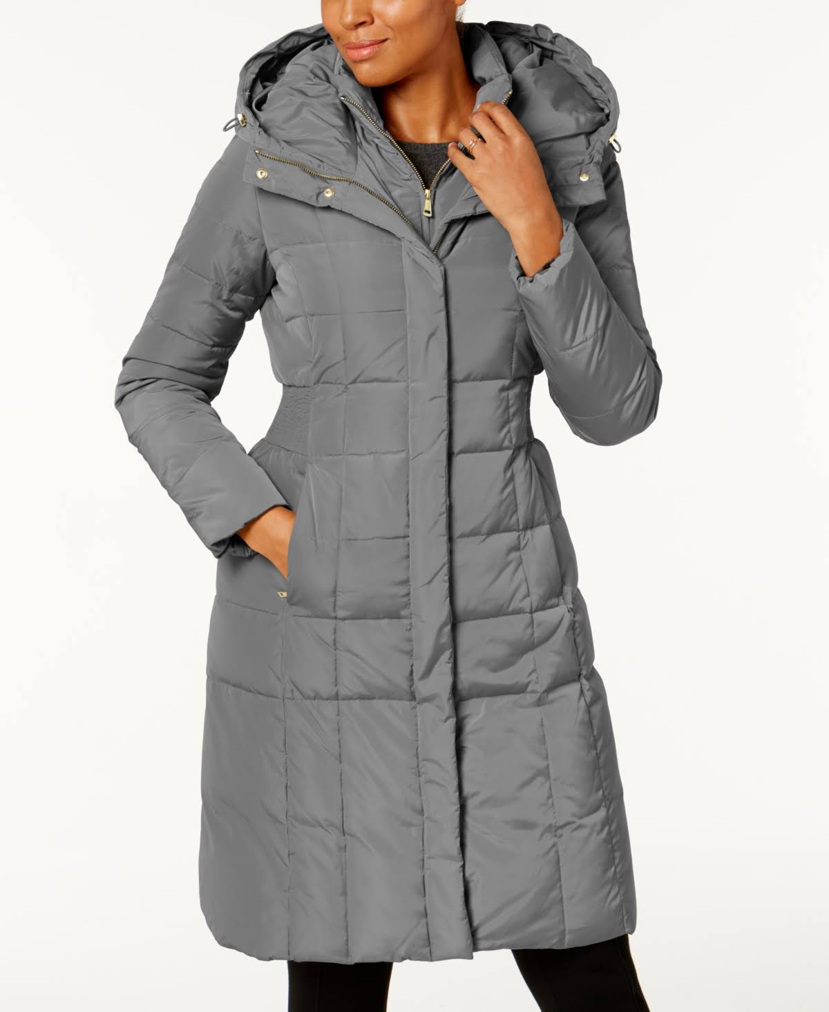 Cole Haan Petite Layered Down Puffer Coat - Carbon