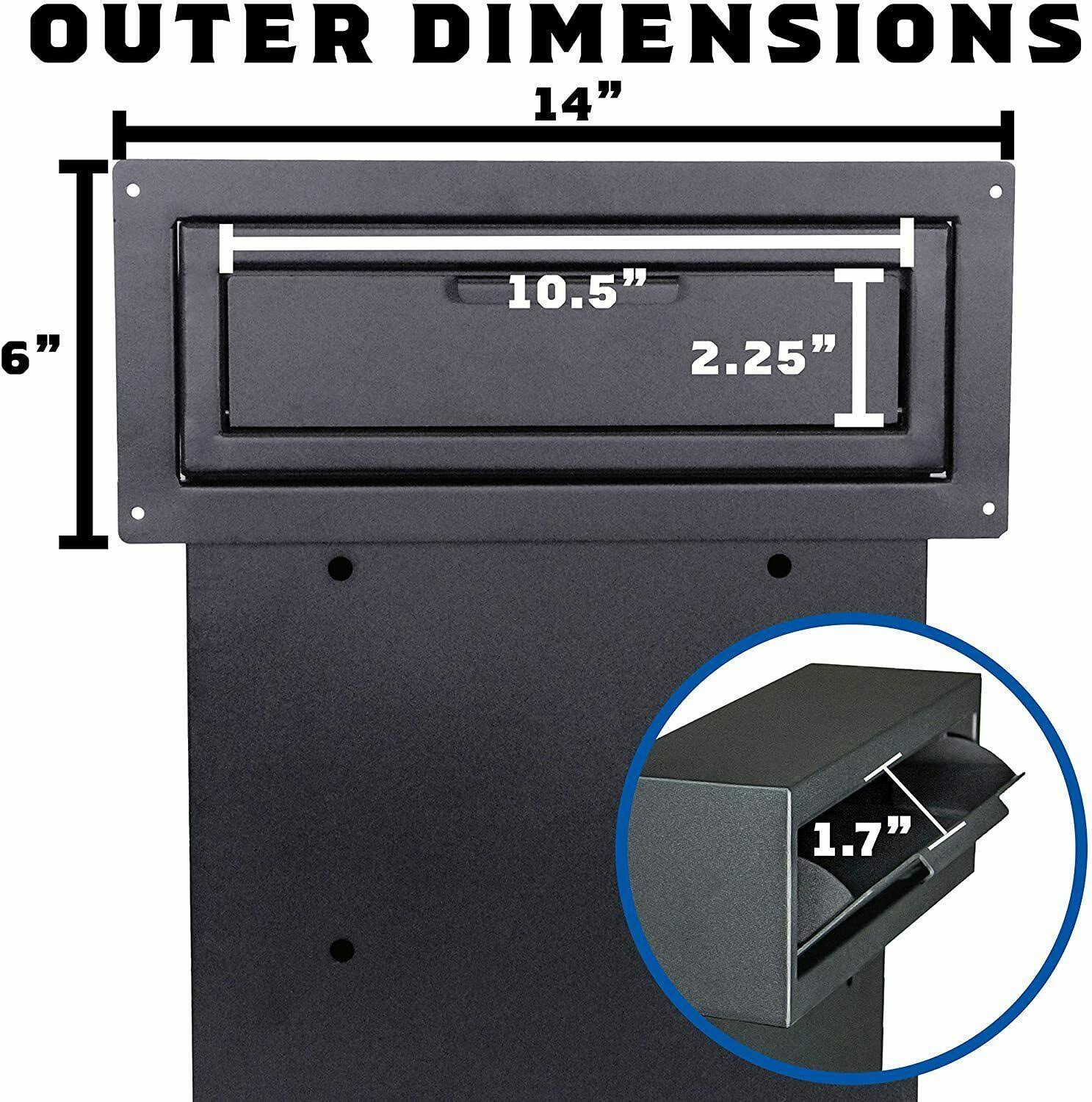 Door Drop Box Mail Slot | Through Door Installation | Locking Steel Cabinet Blk