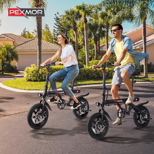 PEXMOR Electric Bike for Adults, 350W Motor (Peak 500W) Ebike 36V 6AH Battery, 14" Folding Commuter City Electric Bicycle for Adults/Teens, Complies to UL2849