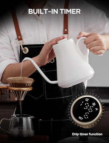 Cocinare Electric Gooseneck Kettle with Temperature Control, Pour Over Coffee & Tea, 1200W for 180-sec Quick Boil Time, Stainless Steel Kettle Water Boiler