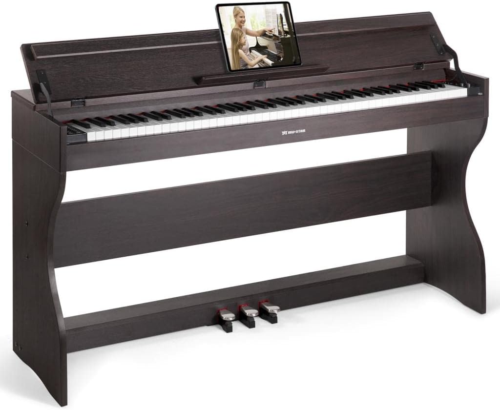 MUSTAR Digital Piano Keyboard 88 Keys Full Weighted Hammer Action Keyboard Piano for Beginners, Digital Piano 88 Weighted Keys Electric Piano - Dual Stereo Speakers, 3 Pedals, Furniture Stand, Black