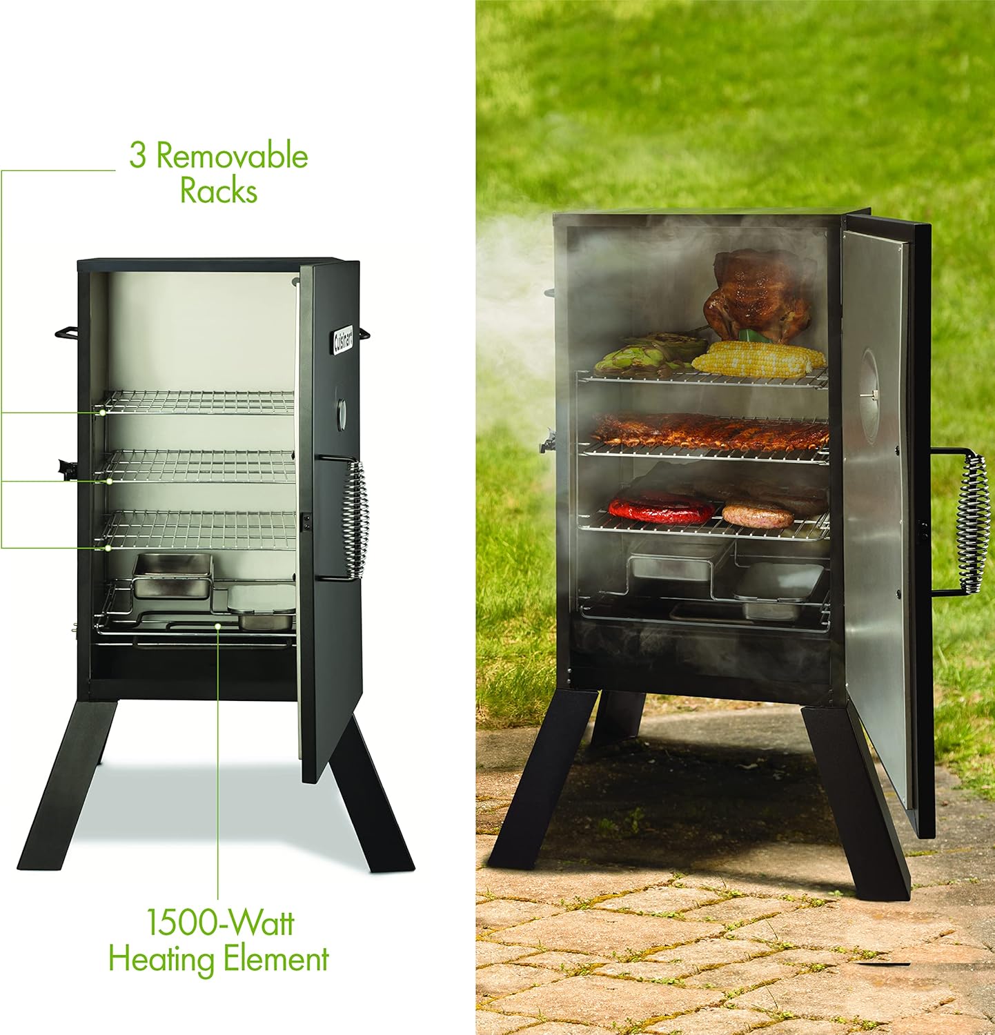Cuisinart COS-330 Vertical Electric Smoker, Three Removable Smoking Shelves, 30", 548 sq. inches Cooking Space