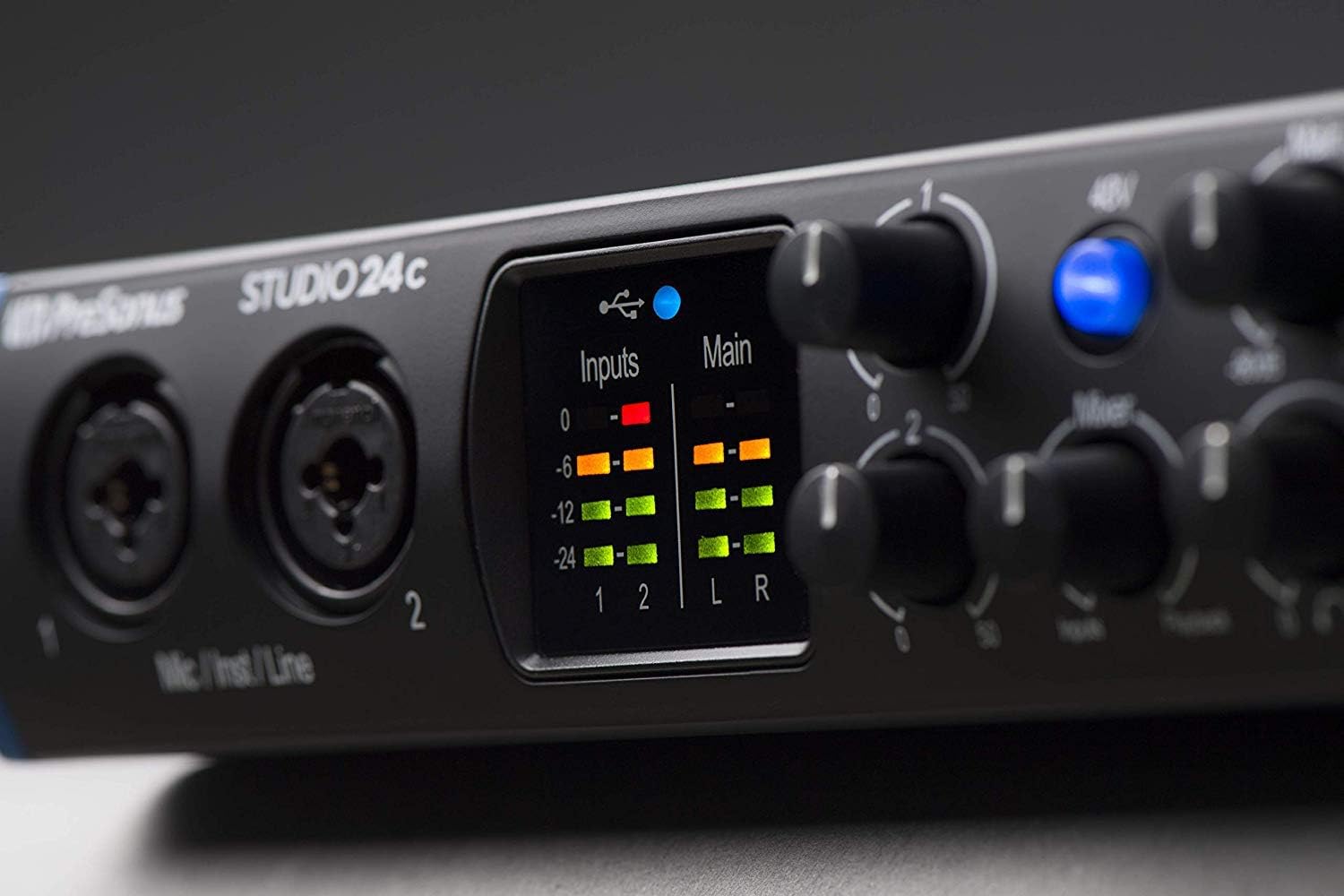 PreSonus Studio 24c 2x2 USB Type-C Audio/MIDI Interface and Studio One Artist Software kit with Condenser Microphone Shockmount, and XLR Cable