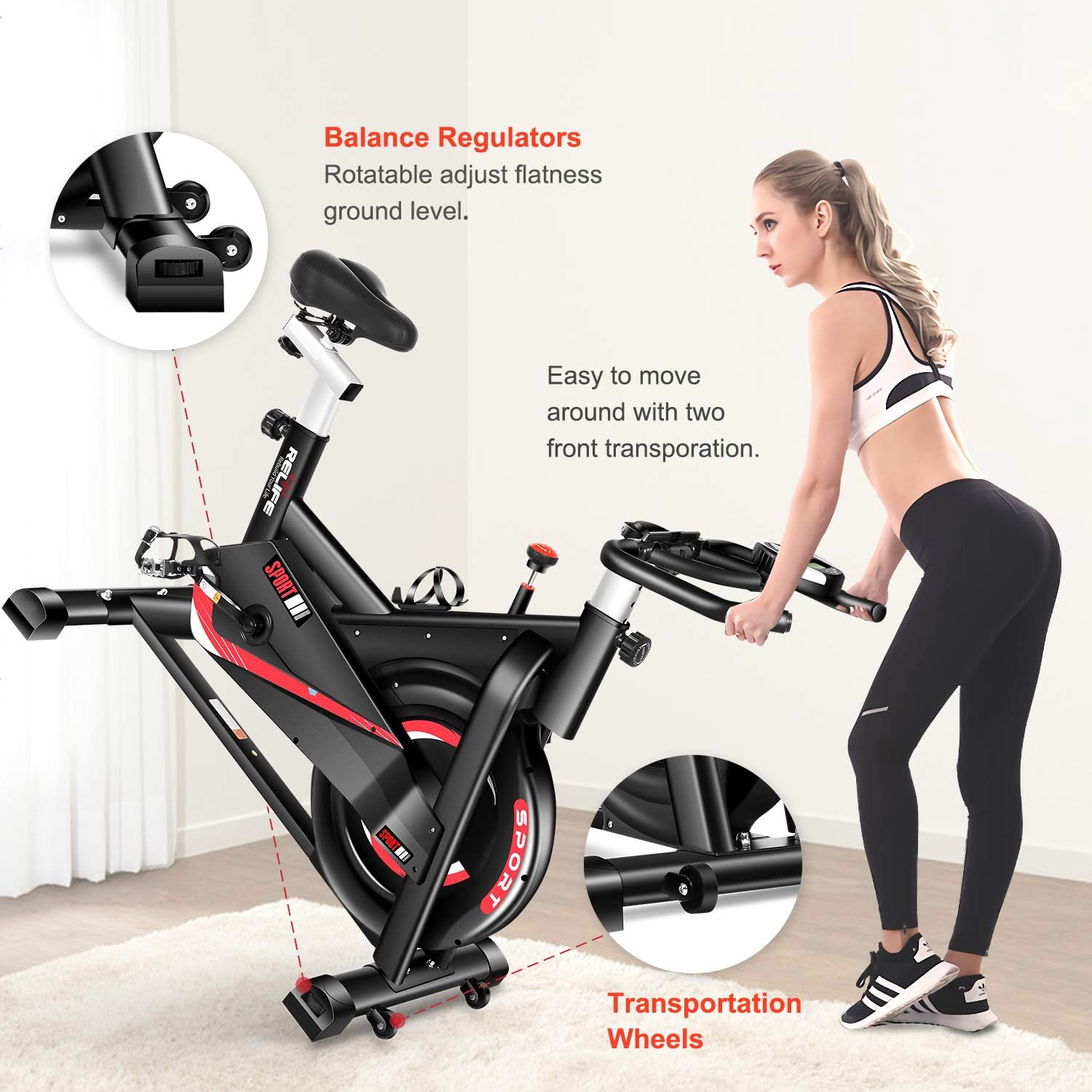 RELIFE REBUILD YOUR LIFE Exercise Bike Indoor Cycling Bike Fitness Stationary All-inclusive Flywheel Bicycle with Resistance for Gym Home Cardio Workout Machine Training New Version