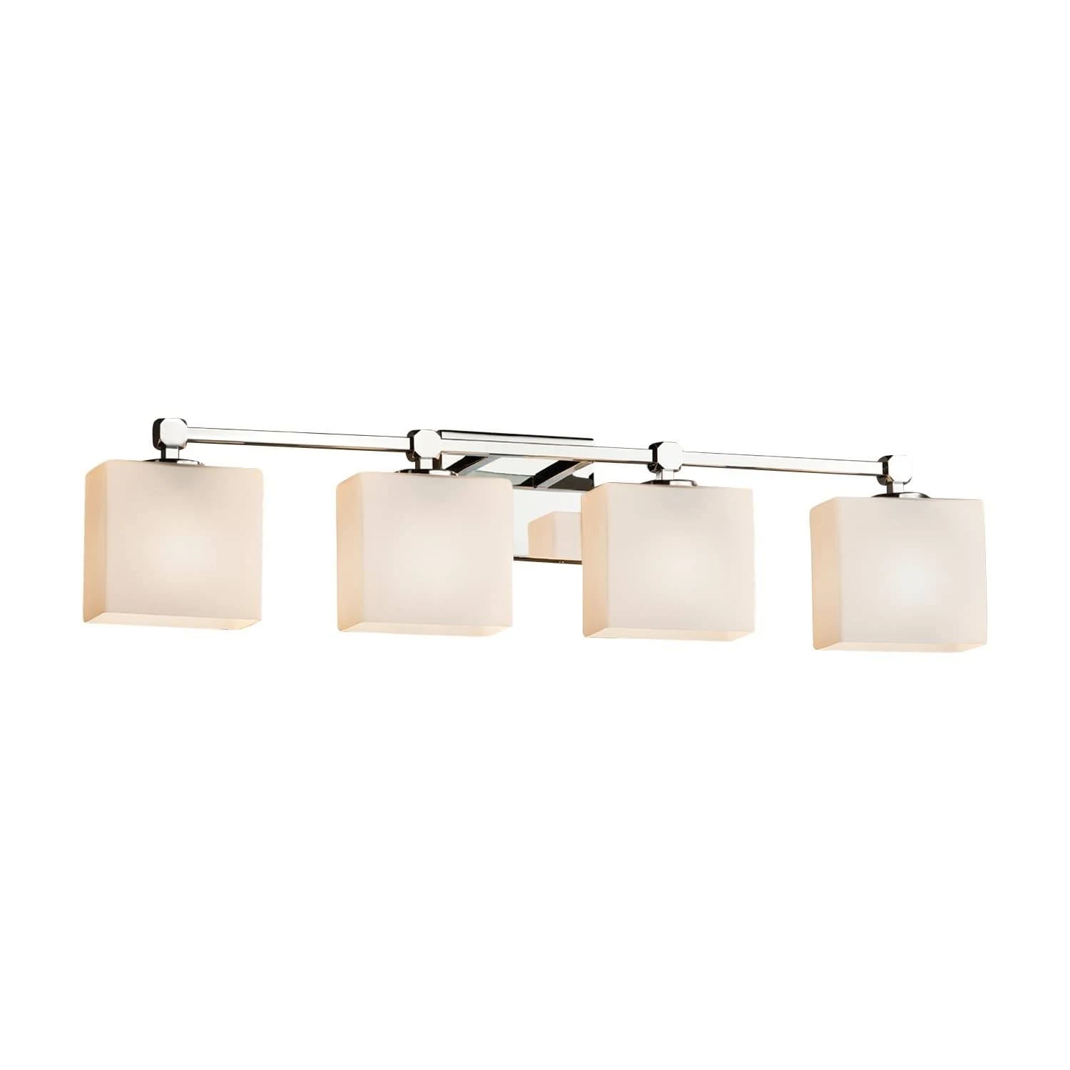 Justice Design-FSN-8424-55-OPAL-CROM-Fusion Tetra - 4 Light Bath Bar