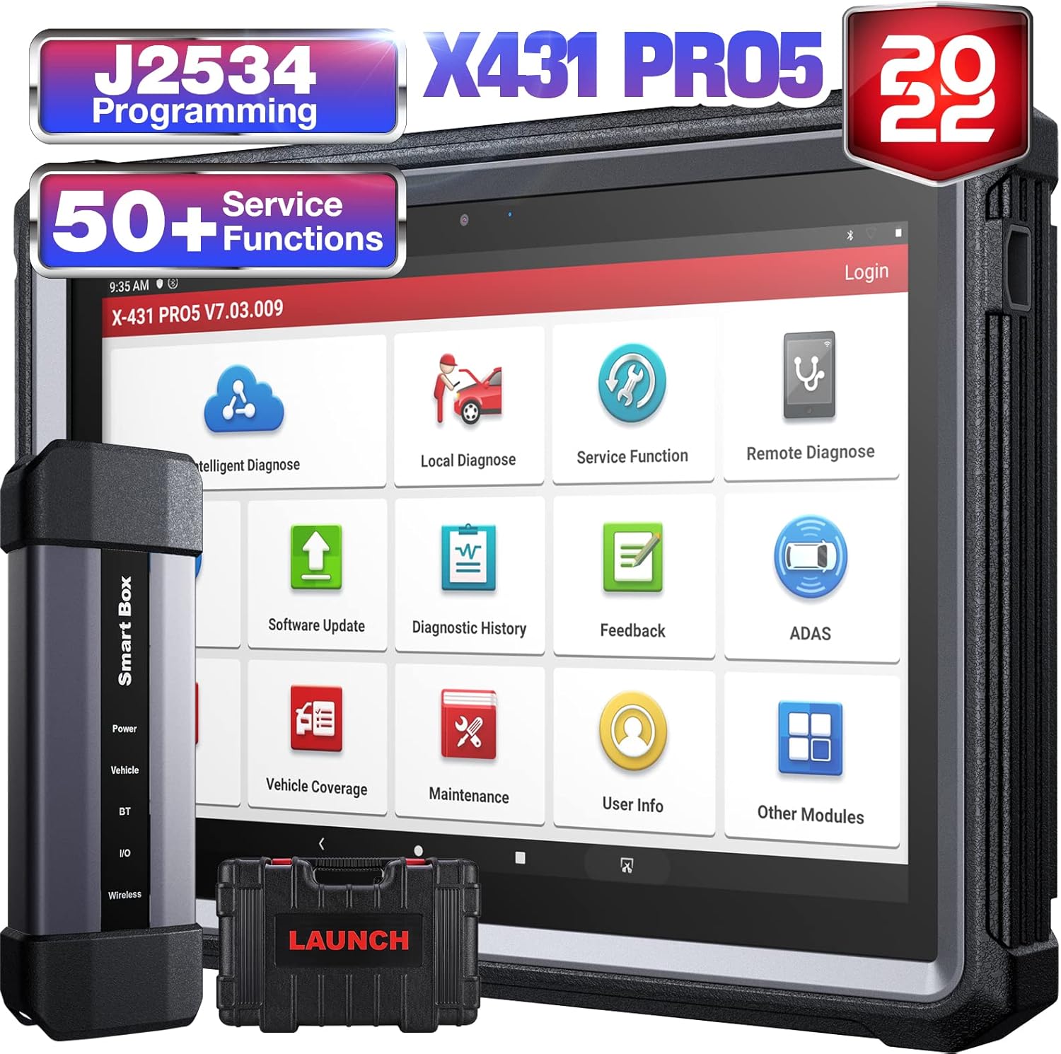LAUNCH X431 PRO 5 Scan Tool: 2022 Bidirectional Auto Scanner with J2534 Programming & ECU Coding, OEM All System Diagnostic 50+ Services, SmartLink Box, Upgraded of X431 V+