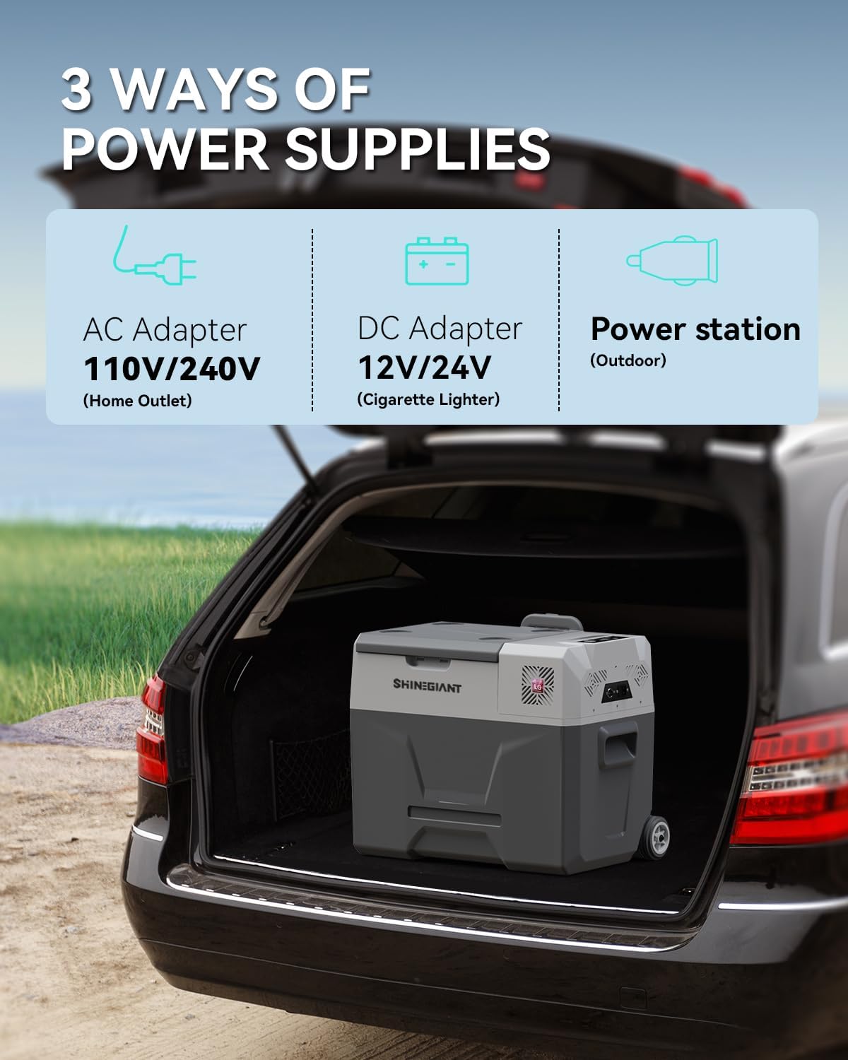 12 Volt Car Refrigerator, 53 Quart(50L) Portable Freezer Electric Cooler -4℉~68℉, Car Fridge 12/24V DC & 120-240V AC Portable Refrigerator, 12V Fridge for Car, Travel, Camping, Outdoor