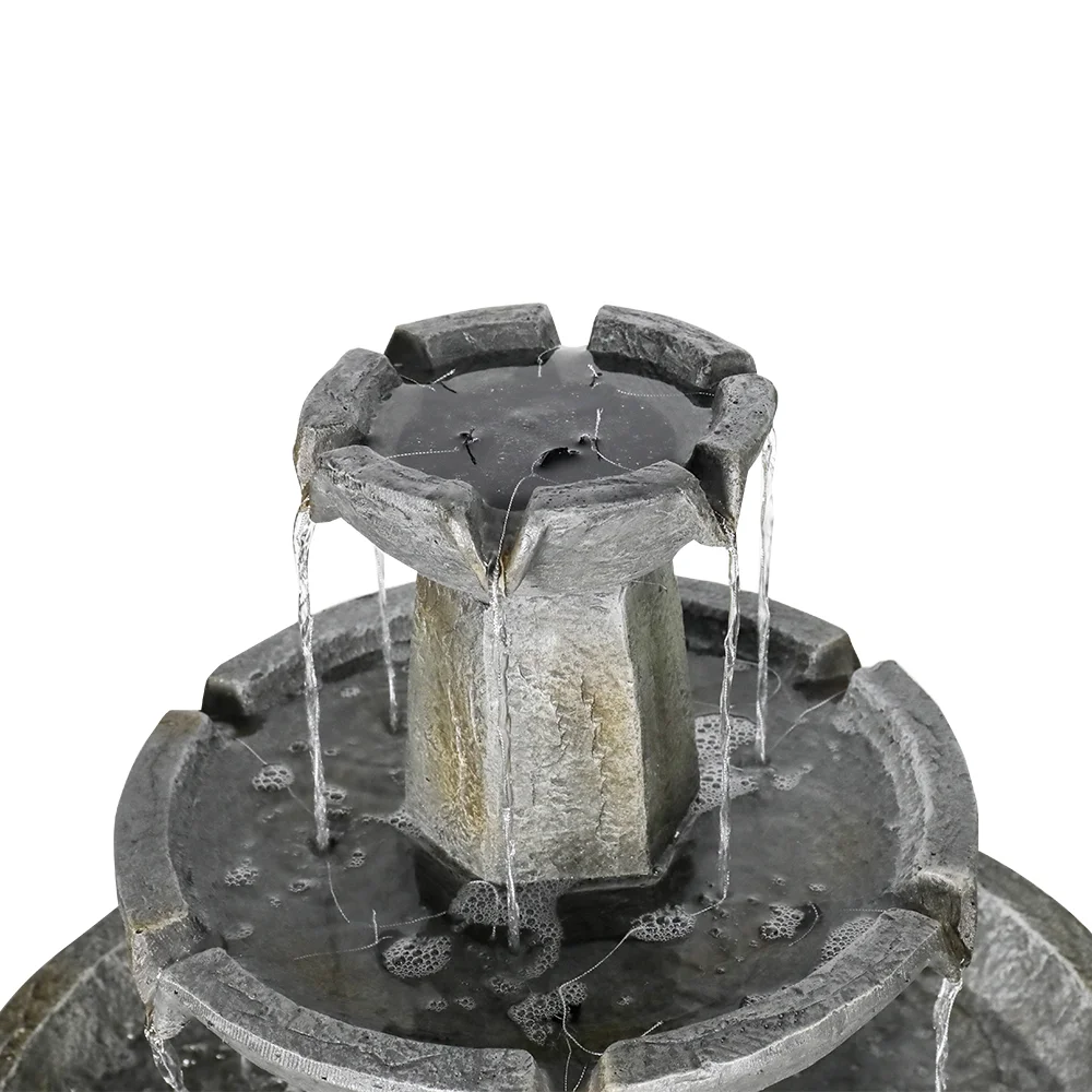 3 Tier Freestanding Waterfall Fountain, 43.3in H Outdoor Fountain with Bird Bath Decor for Garden Patio Backyard Deck Home Lawn Porch
