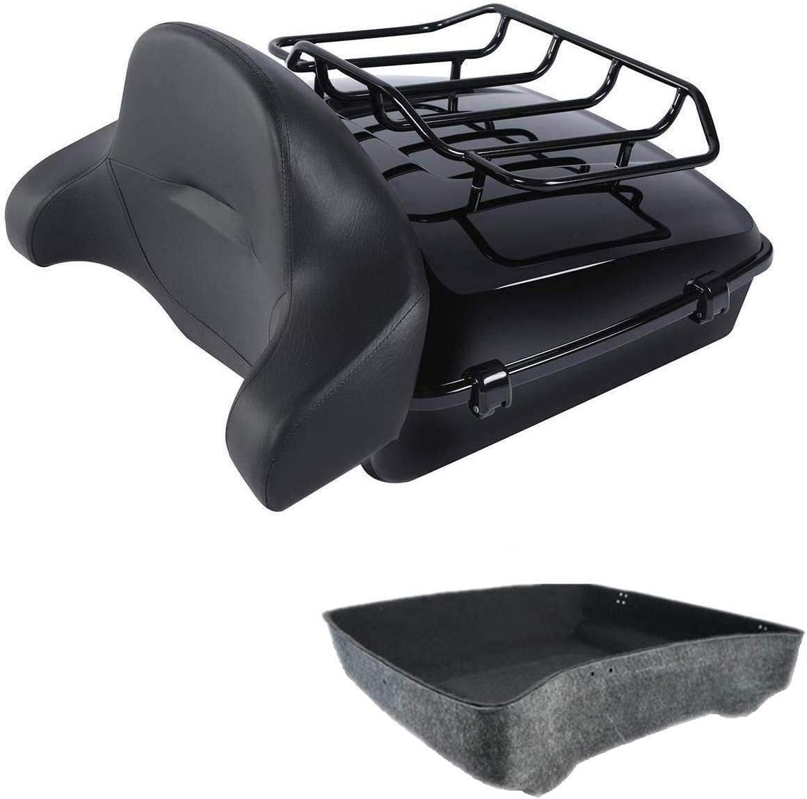 TCMT 10.7" Tour Pack Trunk W/Backrest Pad Mounting Rack For Harley Road King Glide 2014-2022