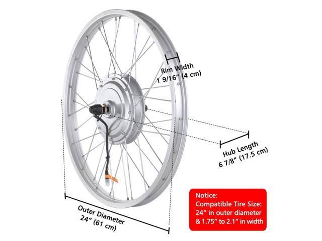 36V 750W 24x22 Front Wheel Electric Bicycle Ebike Conversion Kit for 24x22x1.95x22-2.5x22 Tire