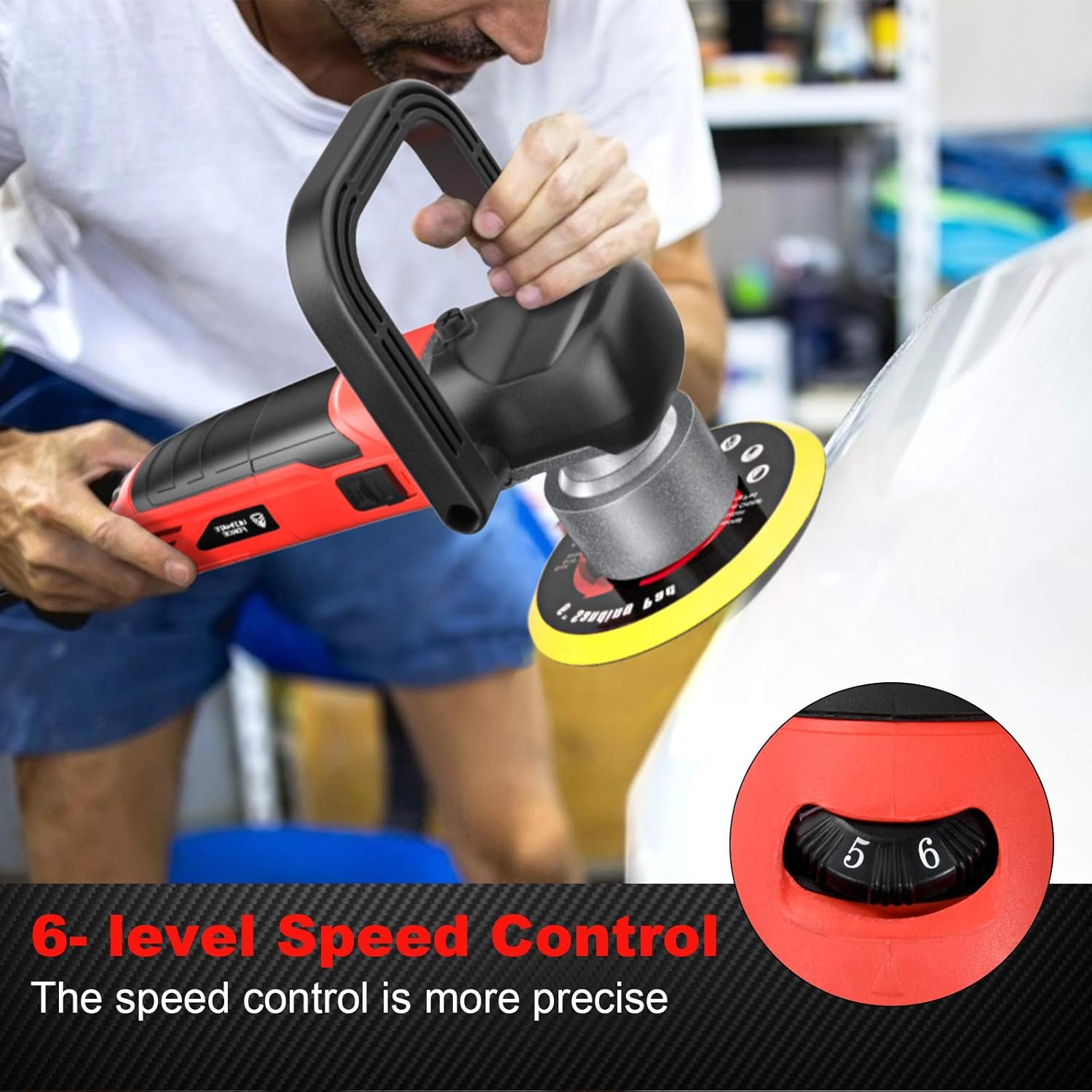 Goplus Car Buffer Polisher, 6 Inches Dual Action Random Orbital Polisher w/ 6 Variable Speeds for Car Polishing, Sanding, Waxing Pack of 2