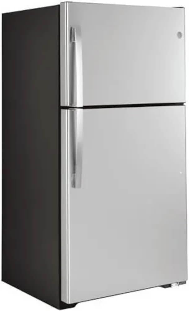 GE GIE22JSNRSS 33" Top Freezer Refrigerator with 21.9 cu. ft. Total Capacity Energy Star Certified LED Lighting Sliding Deli Drawer Adjustable Wire Freezer Shelf ADA Compliant in Stainless Steel