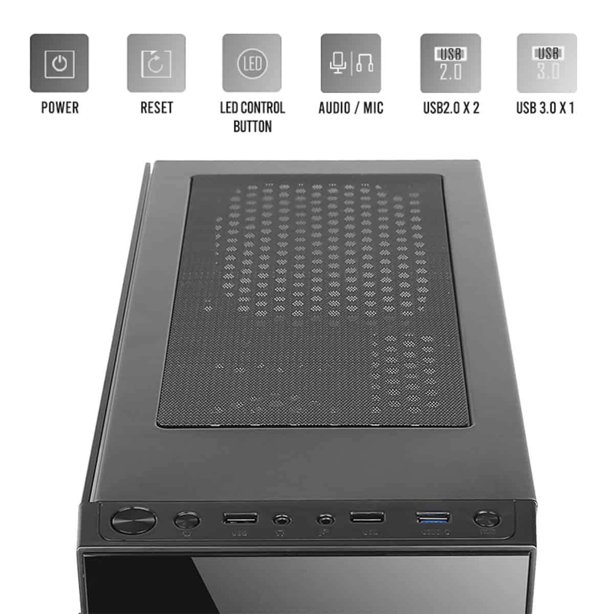 Antec NX Series NX210, Mid-Tower ATX Gaming Case, Tempered Glass Front u0026 Side Panels, 4 x 120 mm ARGB Fans Included