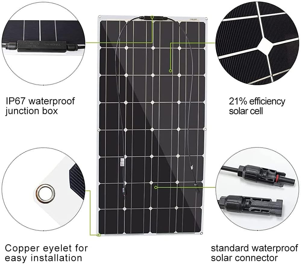 Solar Panel 600W 2X 300W PET Flexible Solar Panel Portable Mono Solar Battery Charger with Controller for Car Yacht Battery Boat,with 40A Controller …