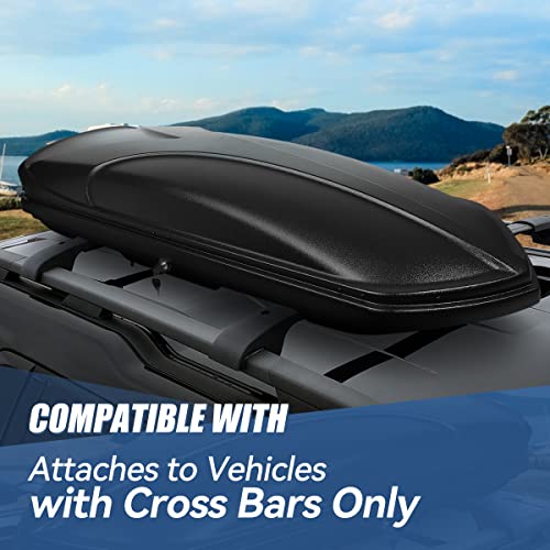 Auto Dynasty Hard Shell Roof Top Mount Car Storage Travel Luggage Box Cargo Carrier, 53 (L) x 34 (W) x 15 (H) Inches, Capacity 110 Pounds, 11 Cubic Feet (Tool-Free Install), Glossy Black Finish