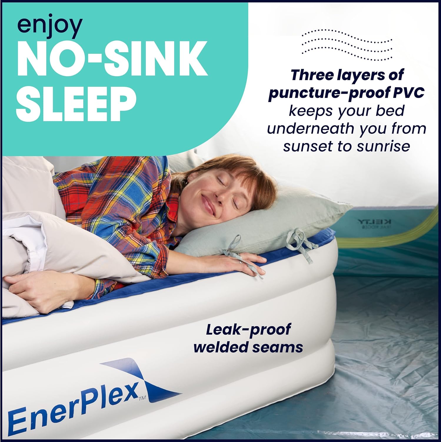 EnerPlex Air Mattress for Camping - Luxury 15 Inflatable Queen Mattress Bed w/ Built-in Dual Pump for Travel & Home Use