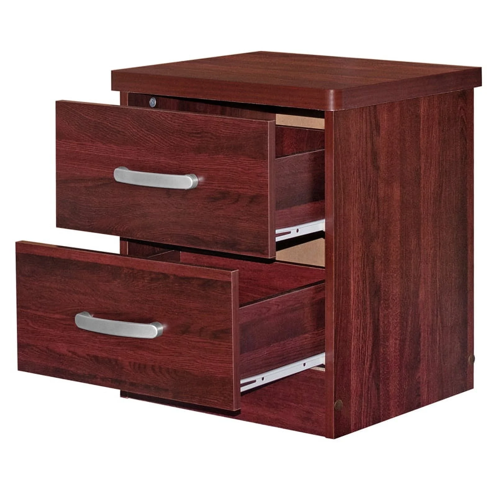 Home Square 2-Piece Set with Dresser with Lock 2-Drawer Nightstand in Mahogany