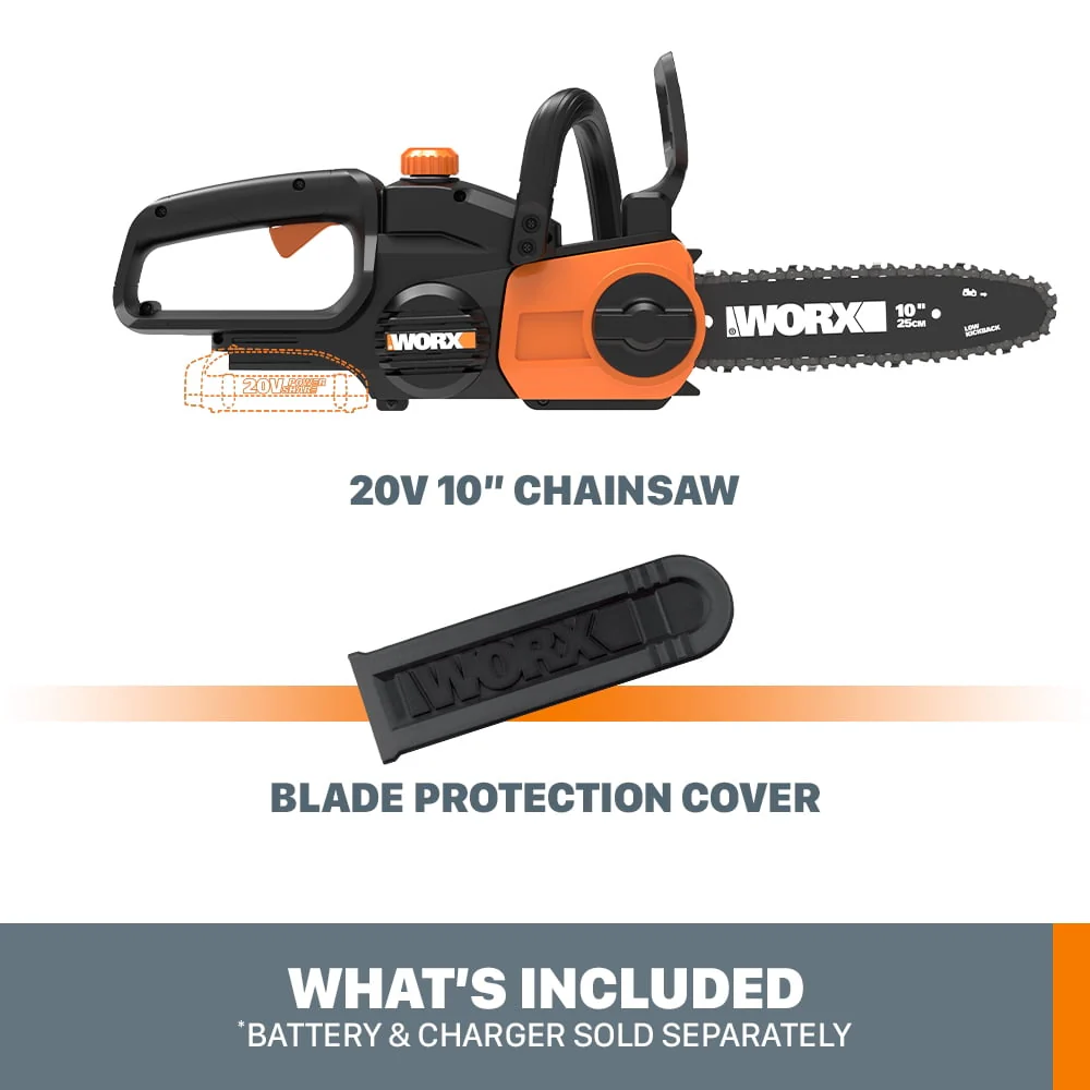 Worx WG322.9 20V Power Share 10 Cordless Chainsaw with Auto-Tension (Tool Only)