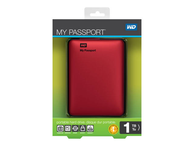 WD My Passport 1 TB External HDD - WDBBEP0010BRD - USB 3.0