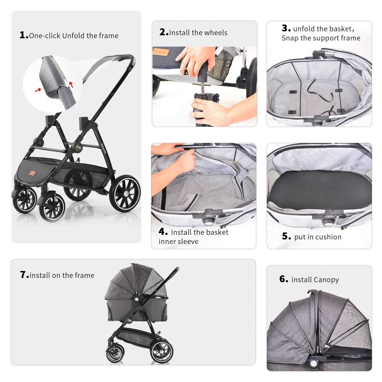 Kenyone Pet Stroller 3 in 1 Dog Stroller for Medium Small Size Dogs - Pet Supplies online store