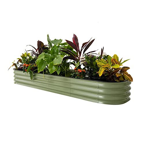 Vego garden Raised Garden Bed Kits, 17" Tall 9 in 1 8ft X 2ft Metal Raised Planter Bed for Vegetables Flowers Ground Planter Box-Modern Gray