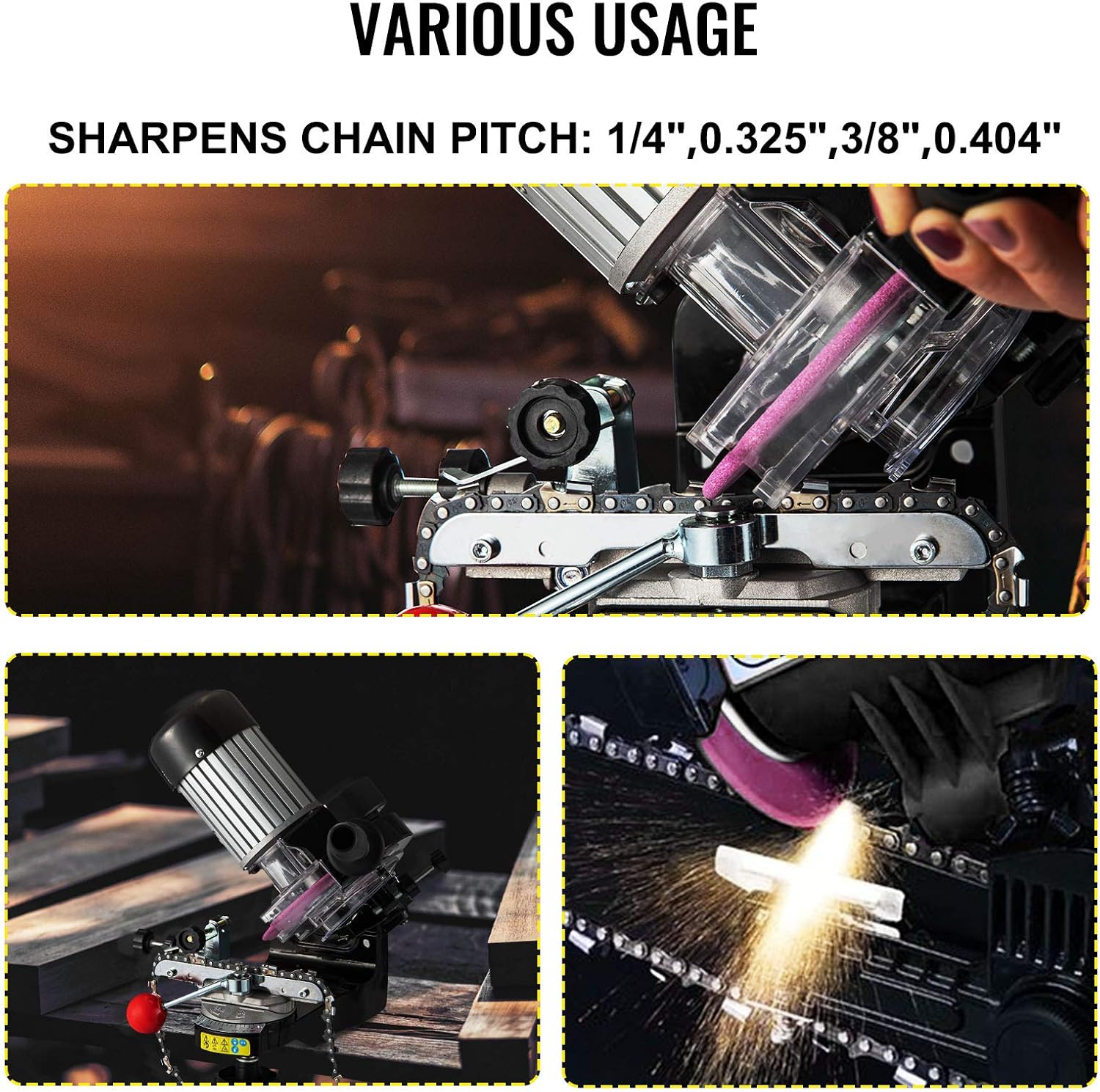 Mophorn Chainsaw Sharpener 230W, Professional Multi-Angle Adjustable Chain Grinder 3000RPM, Electric Chainsaw Blade Sharpener for 1/4" to 2/5" Chains