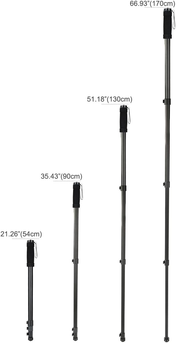 Camera Monopod,K&F Concept 4-Section 67/171CM Compact Portable Travel DSLR Monopod Unipod Stand Walking Trekking Stick Aluminum Alloy Lightweight SLR Cameras Camcorder Video