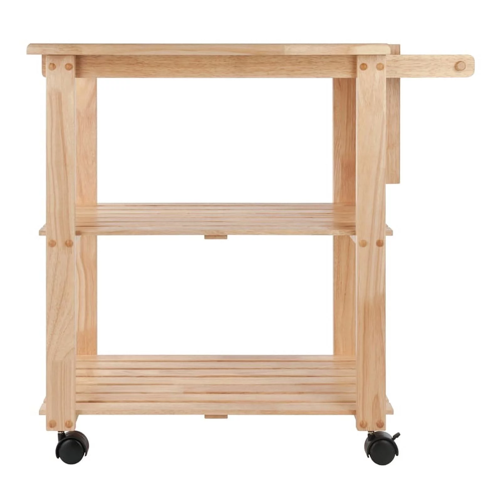 Pemberly Row Transitional Wood Utility Butcher Block Kitchen Cart in Natural