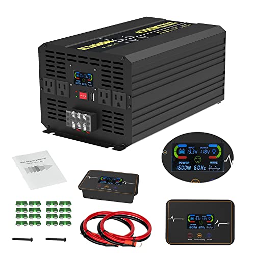 SL Euthtion 3000W/6000W(Peak) Pure Sine Wave Car Power Inverter 12V DC to 120V AC 60HZ with LCD Display, USB Port, Wireless Remote Control（10M for Car Home Laptop Truck …