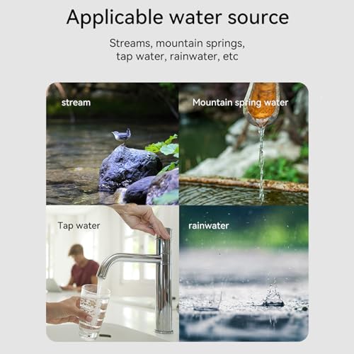 Portable Water Filter Water Purifier Portable Water Filter with Compass Emergency Lighting Camping Backpacking Travel Hiking Emergency Essentials 4000mAh USB Charging