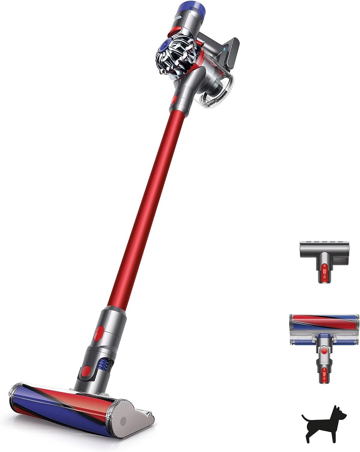 Dyson V8 Fluffy Cordless Stick Vacuum Cleaner, Red + Accessories