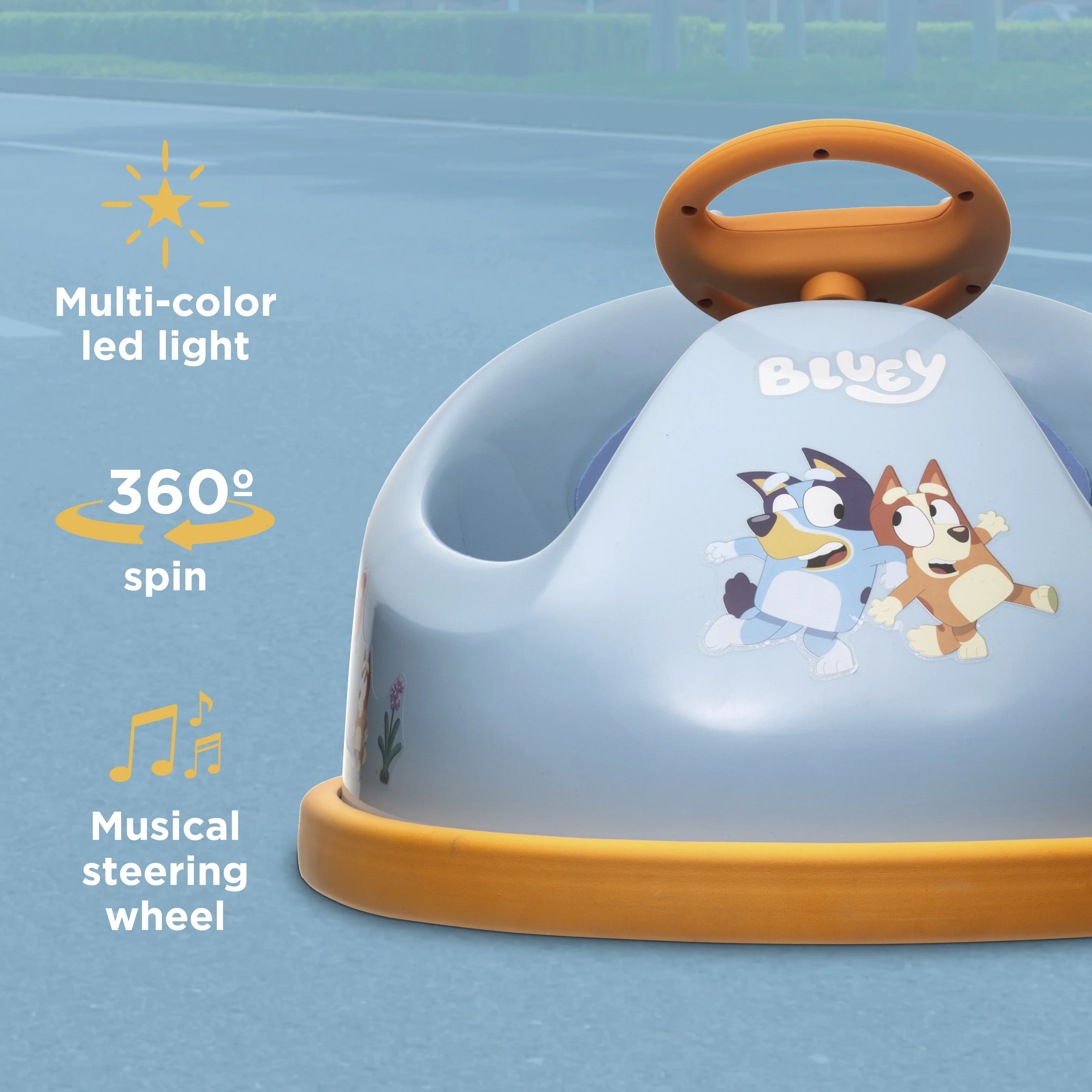 Bluey 6V Bumper Car, Battery Powered Ride on Toy with Remote for Kids Ages 1.5+, Blue