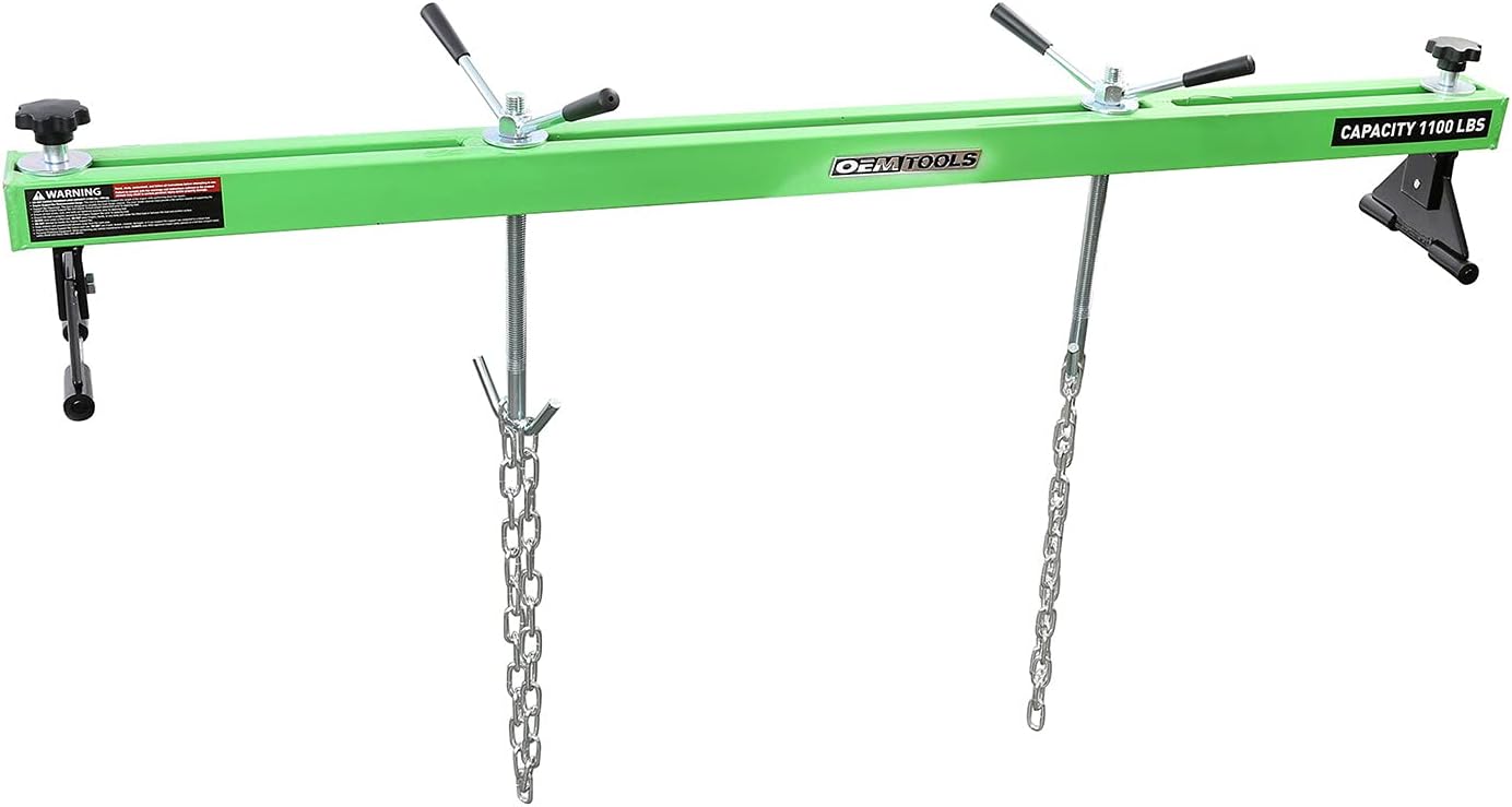 OEMTOOLS 24950 1100 Lb. Engine Support | Engine Hoist for Home Garages & Mechanics | Keeps Engine Stable & Lifted While You Work on Subframe, Transmission, & More | Two Engine Lift Chains Included