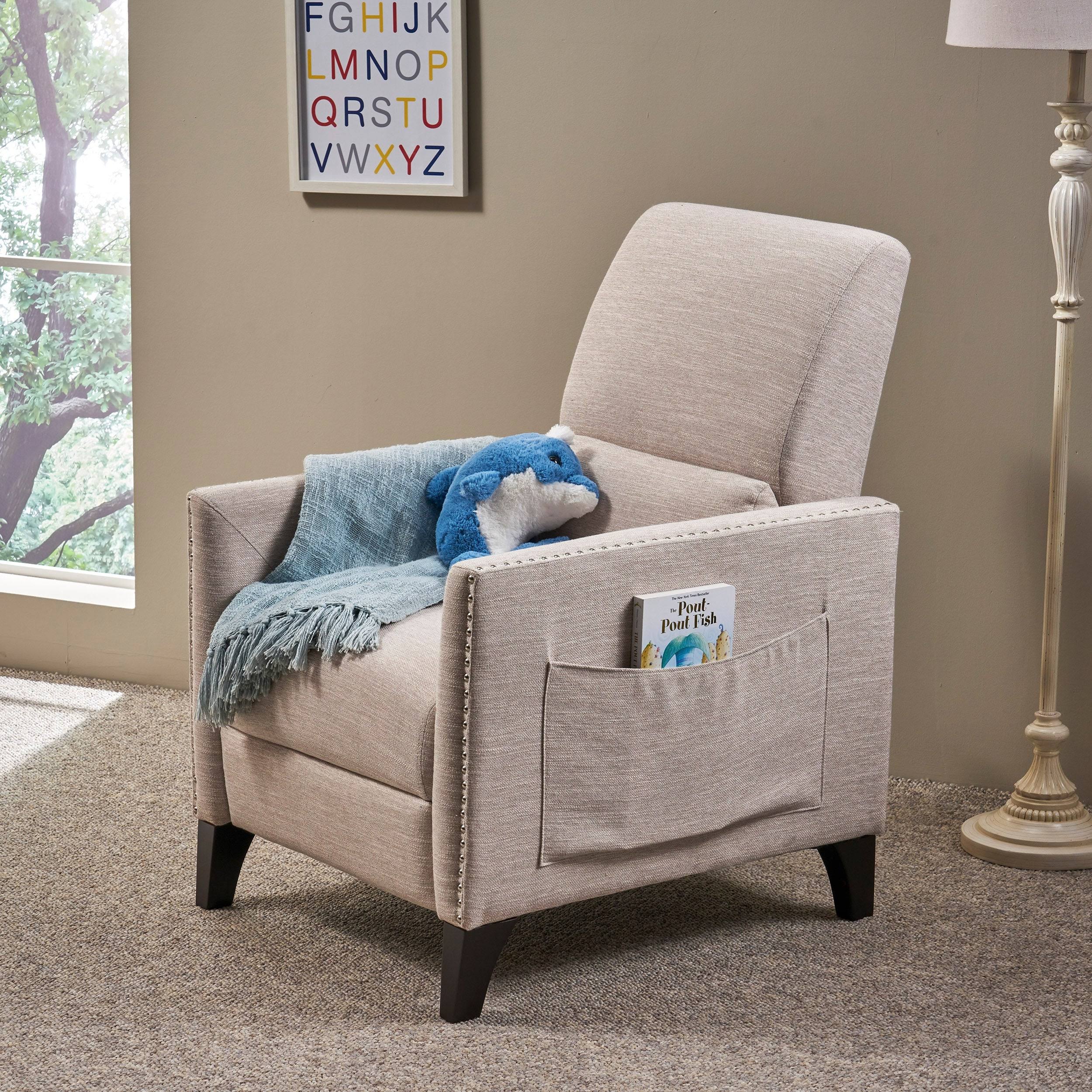 Alscot Contemporary Fabric Push Back Recliner by Christopher Knight Home - Light Blush