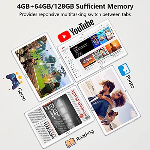 2 in 1 Tablet 10.1 Inch, Android 11.0 Tablets, 64GB/128GB ROM, Dual 4G Cellular with Keyboard, 18MP Camera, Octa-Core Processor, WiFi, GPS, Bluetooth, Google Certified Tablet PC