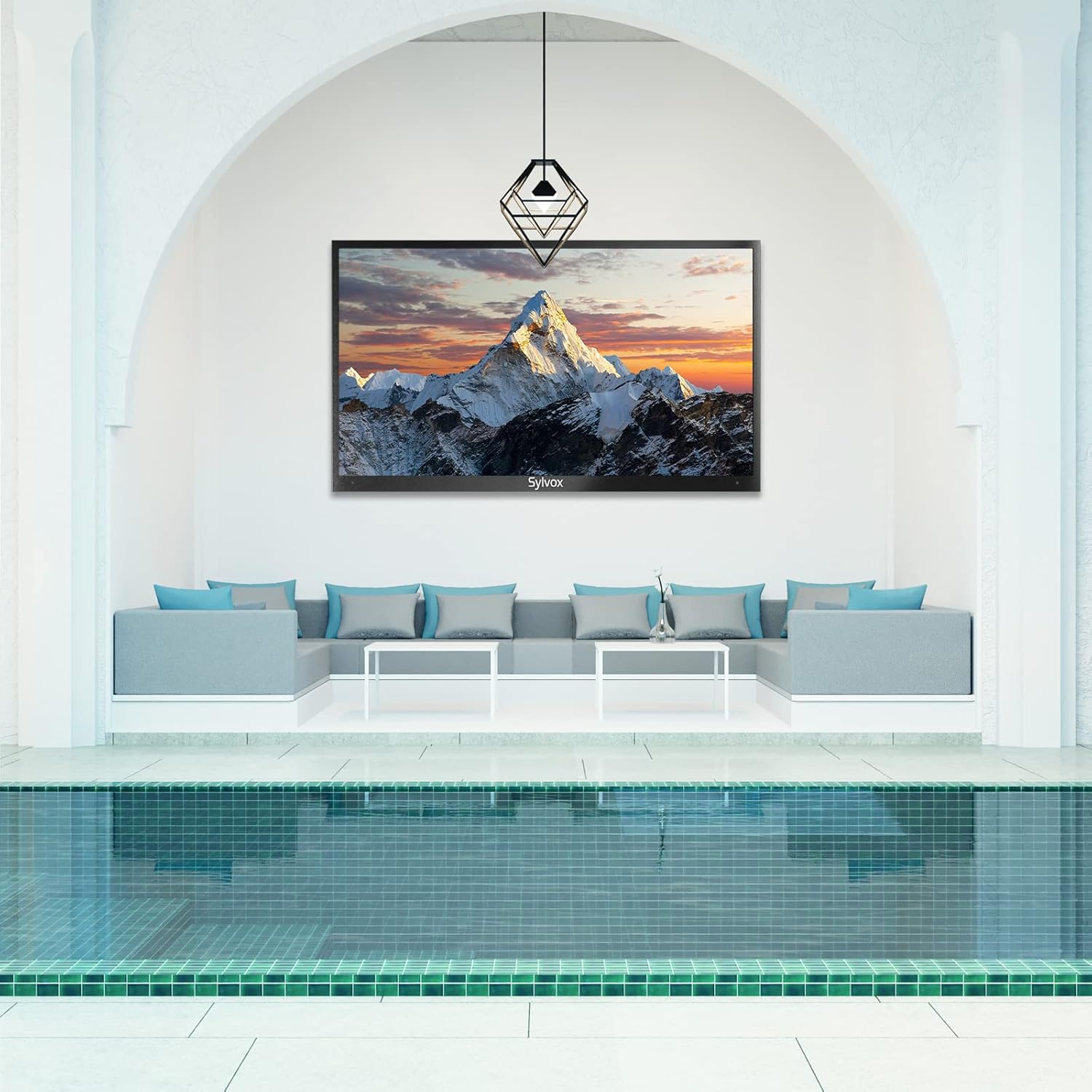 SYLVOX Outdoor TV, 43'' QLED Waterproof TV with Voice Remote, Chromecast Built-in, Smart TV Support WiFi and Buletooth, Television for Outdoor