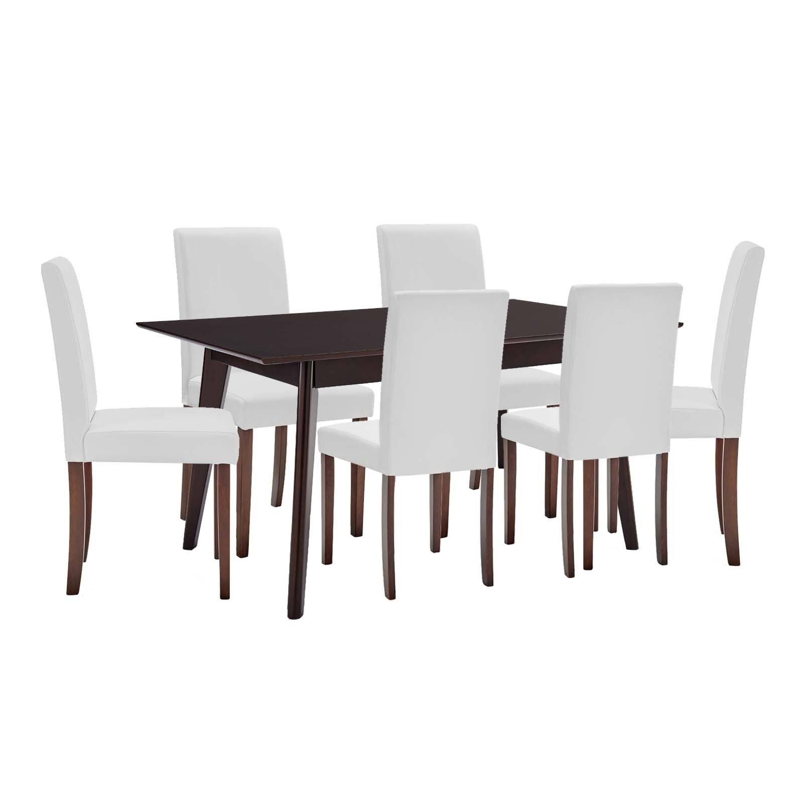 Modway Prosper 7 Piece Faux Leather Dining Set Cappuccino Black