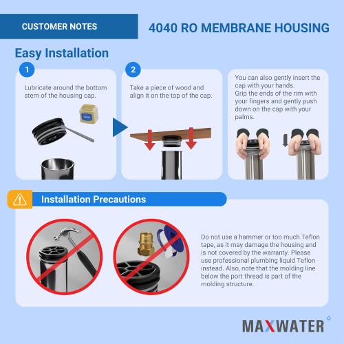4040 Commercial Reverse Osmosis 304 Stainless Steel Pressure Vessel 4"x40" Membrane Housing