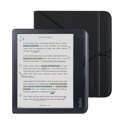 Kobo Libra Colour Black eReader with Case Bundle