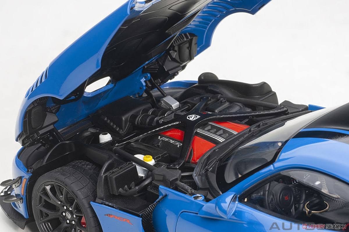 2017 Dodge Viper ACR Competition Blue with Black Stripes 1/18 Model Car by AUTOart 71734