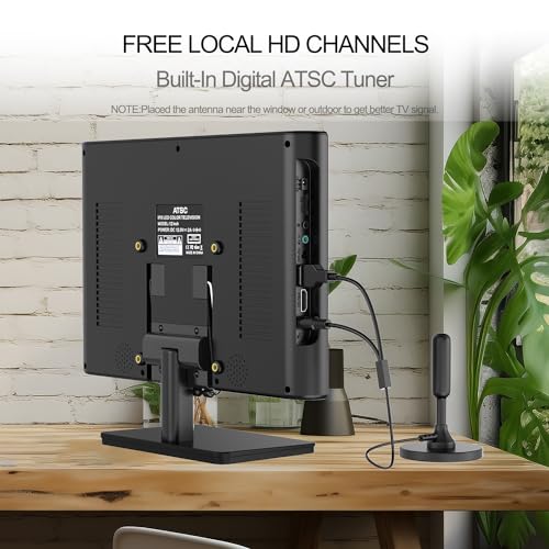 Jexiop Portable TV |IPS 1080P Screen TV with Antenna and Digital ATSC Tuner | HDMI USB Port | 12 Volt Charger Cable/AC Power | Mini TV for Caravan and Kitchen