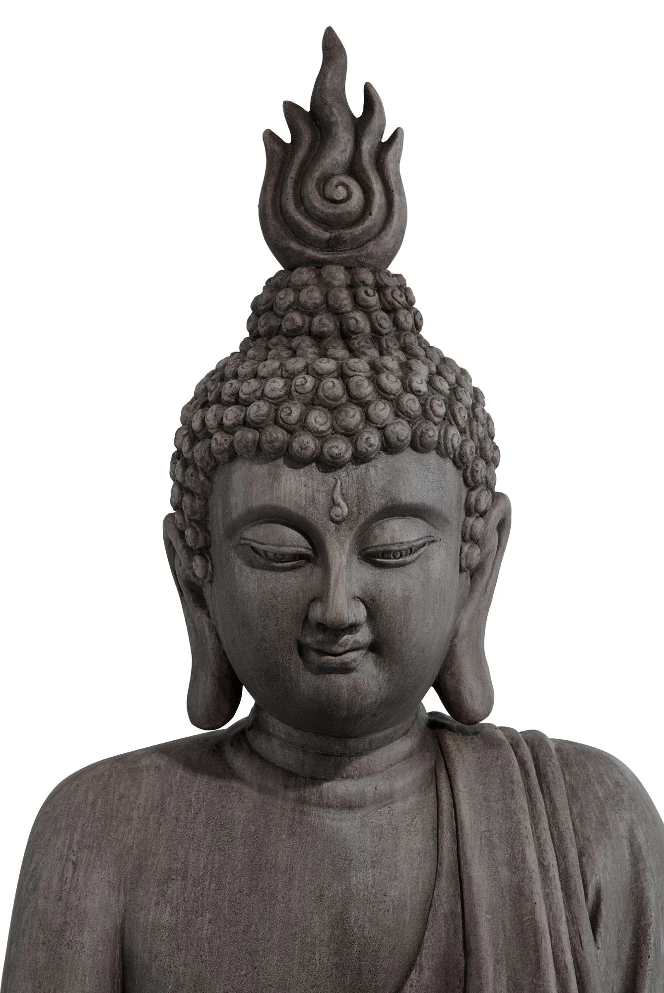 John Timberland Large Sitting Buddha Statue Sculpture Zen Asian Garden Decor Indoor Outdoor Front Porch Stone Gray Finish 42" Tall