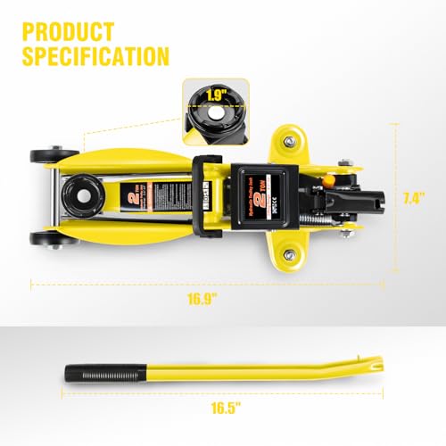 DNA MOTORING Floor Jack 3 Ton (6000 lbs) Capacity, Fast Lift Service Jack Low Profile Steel Heavy Duty Hydraulic Car Jack, Lifting Range 3"-20", Black, TOOLS-00475-BK